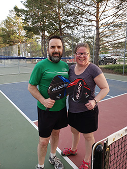 Deborah and her husband play pickleball