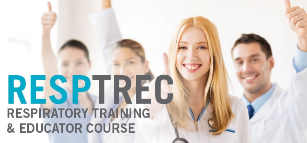 Doctors giving thumbs up with resptrec logo overtop