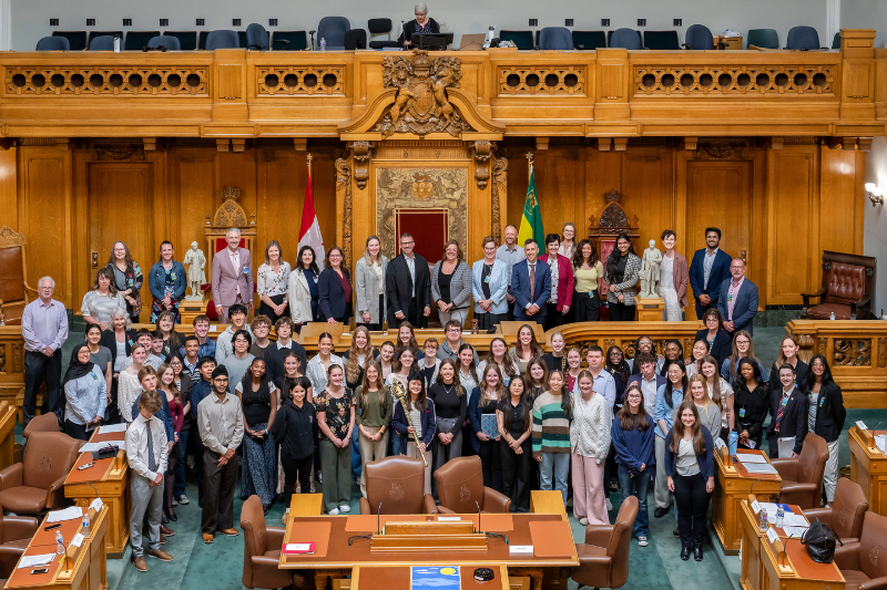 Group picture at the Legislative Assembly of Saskatchewan