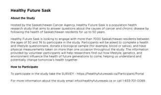 Healthy Future Sask Research