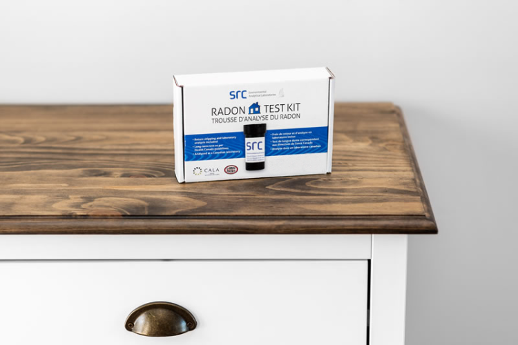 Radon kit on a desk