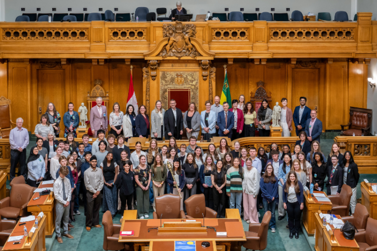 Group picture at the Legislative Assembly of Saskatchewan