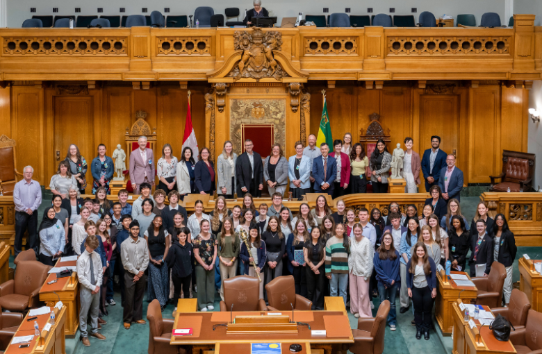 Group picture at the Legislative Assembly of Saskatchewan
